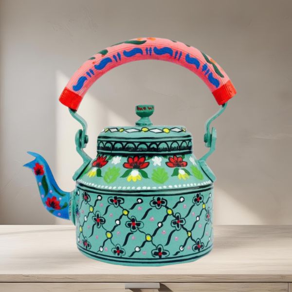 Hand Painted Designer Aluminium Kettle for Tea/Coffee, Home D?cor& Gift Purpose.