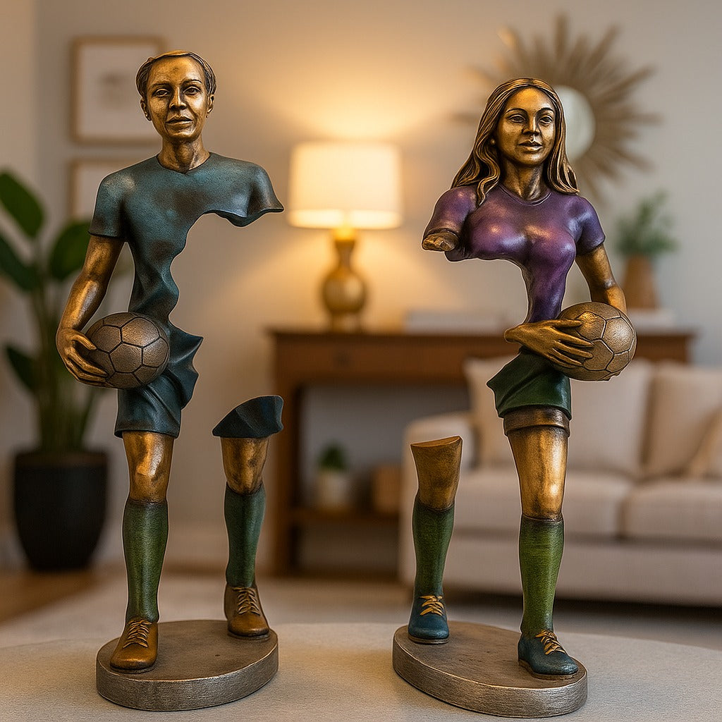 Football Player Statues | Abstract Resin Sports Figurines | Home Decor Showpieces for Table Display