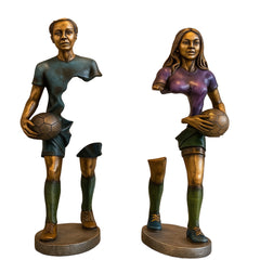 Football Player Statues | Abstract Resin Sports Figurines | Home Decor Showpieces for Table Display