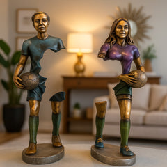 Football Player Statues | Abstract Resin Sports Figurines | Home Decor Showpieces for Table Display