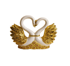 Heart Shape Swan Couple Showpiece | White Gold Romantic Home Decor | Love Gift Item