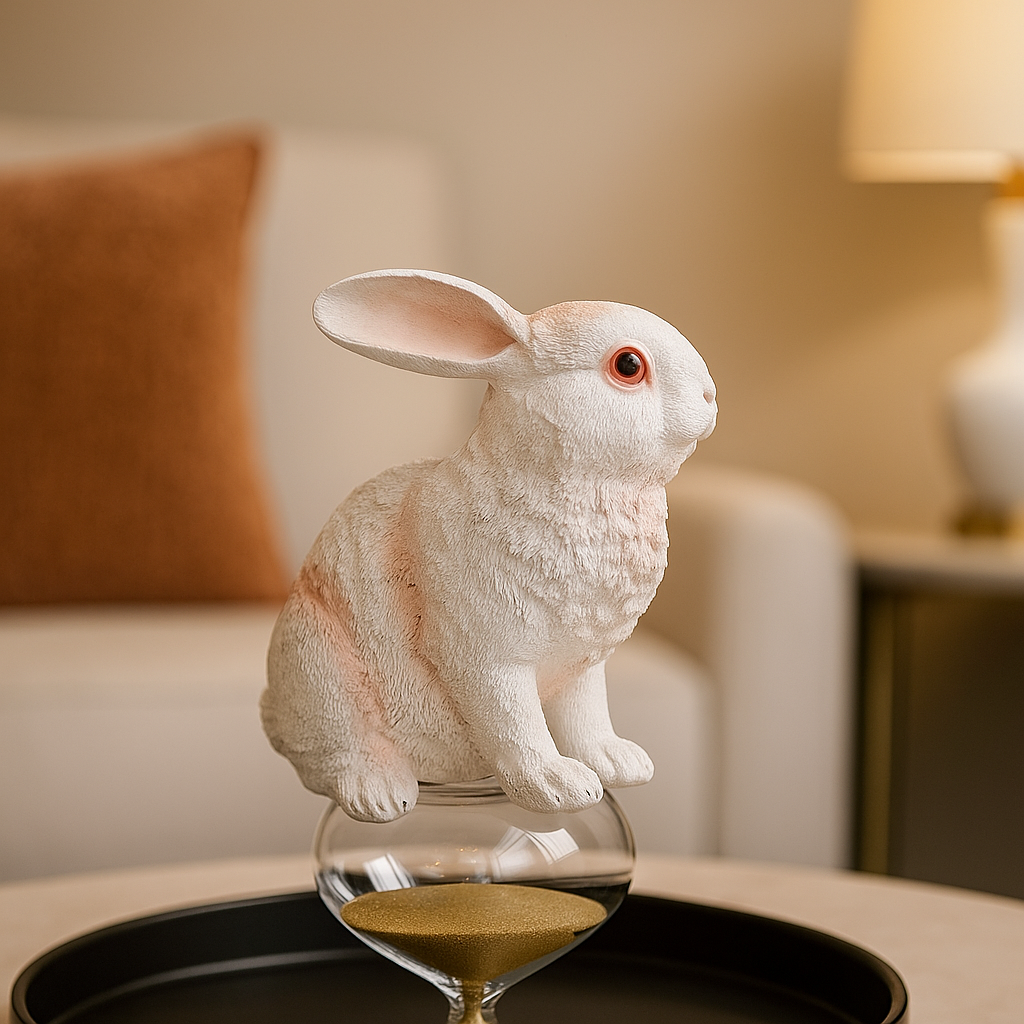 white rabbit pair decor showpiece