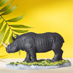 One Horned Rhinoceros Showpiece Table Accent Collectible Figurines for Home Interior Decor Item Handicraft 12 Inch (Black)