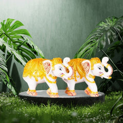 Elephant Statue Modern Style White and Golden Decoration Suitable for Living Room,