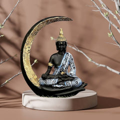 Moon Buddha Statue Showpiece for Home Decor - Office Decor - Gifting - Lord Buddha Idol Polyresin Decorative Figurine