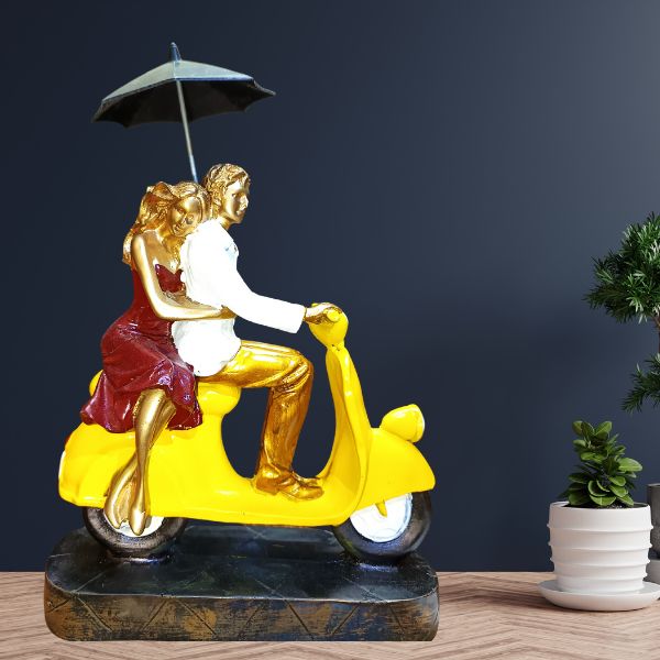 Scooter Romantic Love Couple Statue for Gift Showpiece Love Couple Showpiece for Valentine Day | Home Interior Idol  discription