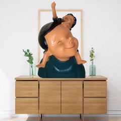 Father-Daughter Resin Showpiece ??Handicraft Figurine | Emotional Bond Sculpture | Father Carrying Daughter on Back | Home Decor Gift Father's Day Spical.