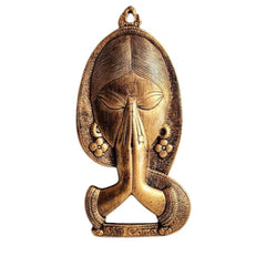Welcome Namaste Lady Metal Hanging Religious Metal Wall Decor Showpiece Hanging Entrance Gate Decor Showpiece.