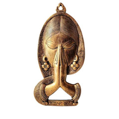 Welcome Namaste Lady Metal Hanging Religious Metal Wall Decor Showpiece Hanging Entrance Gate Decor Showpiece.