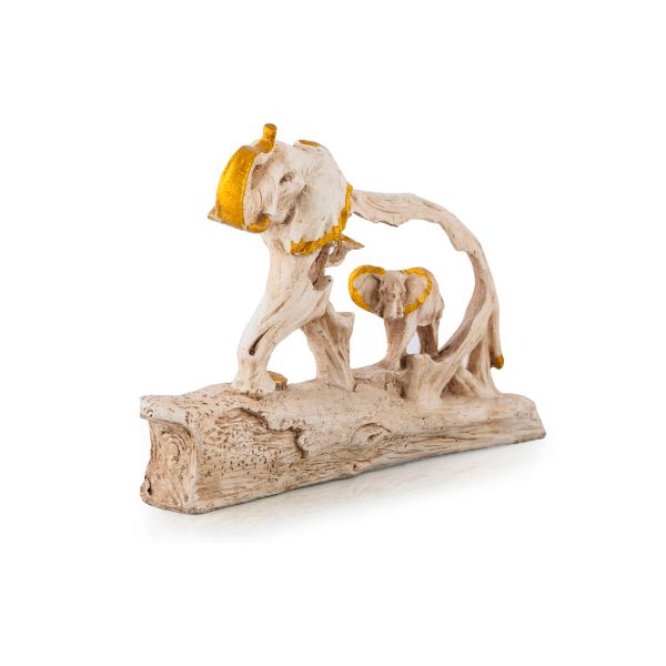 Mother and Child Elephant Showpiece Elephant Figurine Statue Showpiece with Baby Elephant On Wooden Base Showpieces for Home D?cor