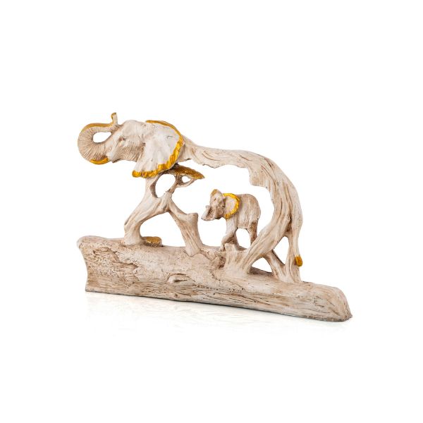 Mother and Child Elephant Showpiece Elephant Figurine Statue Showpiece with Baby Elephant On Wooden Base Showpieces for Home D?cor