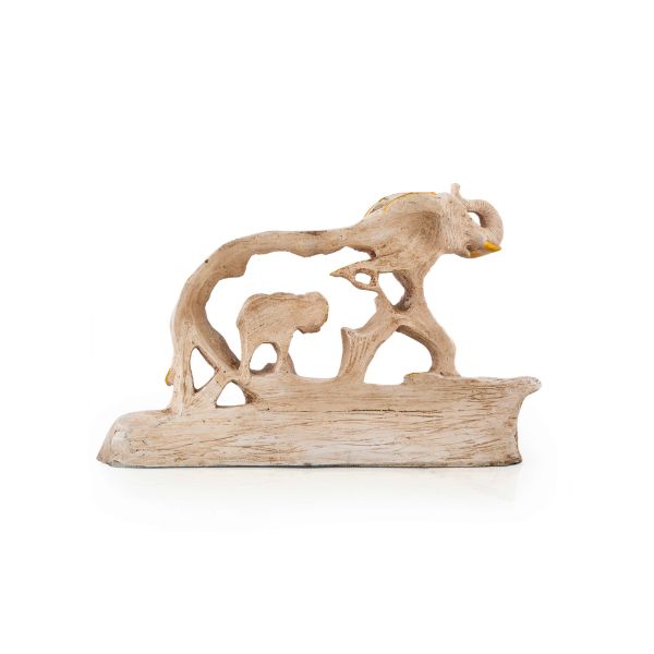 Mother and Child Elephant Showpiece Elephant Figurine Statue Showpiece with Baby Elephant On Wooden Base Showpieces for Home D?cor
