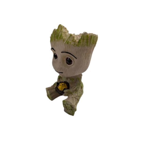 Cute Groot-Shaped Table D?cor with Bird ??Handcrafted Resin Showpiece for Home & Office