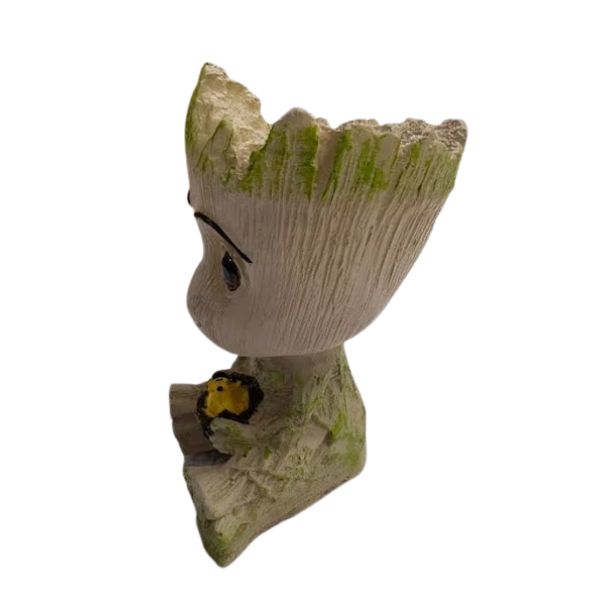 Cute Groot-Shaped Table D?cor with Bird ??Handcrafted Resin Showpiece for Home & Office