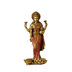 Laxmi Ji Standing Idol Statue for Home Temple, 10 Inch Height | Handmade Hindu Idol