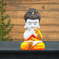 Handicrafts Baby Buddha Showpieces for Home Decor Living Room Diwali Gifts for Family and Friends(Orange