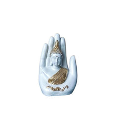 Polyresin Hand Palm Buddha Idol Showpieces for Living Room,Gift Items for Diwali,Decoration Item for Home d?cor,Table Decorations(White Buddha)