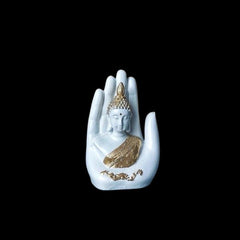 Polyresin Hand Palm Buddha Idol Showpieces for Living Room,Gift Items for Diwali,Decoration Item for Home d?cor,Table Decorations(White Buddha)