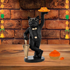 Black Bull Dog Sculpture for Storage ??Home Decor Showpiece Figurine for Living Room