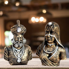 Rajasthani Handicrafts King Queen Couple Showpieces for Home Decor Living Room