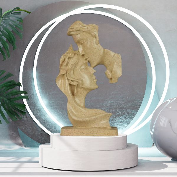 Human Face Couple Sculptures Showpieces Based on Modern Theme Abstract Design Art Figurines for Home Decor Living Room Decorative Display