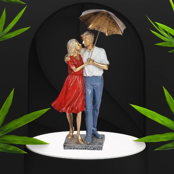 Handcrafted Standing Couple with Chhatari Polyresin Showpiece