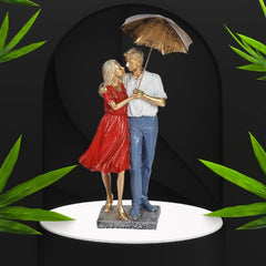 Handcrafted Standing Couple with Chhatari Polyresin Showpiece
