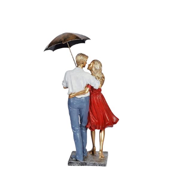 Handcrafted Standing Couple with Chhatari Polyresin Showpiece