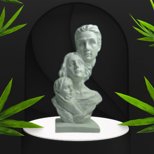 Polyresin Statue Family of 3, for Home D?cor and Gifting, Showpice White .