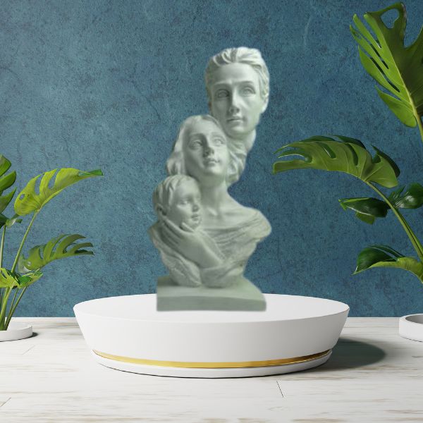 Polyresin Statue Family of 3, for Home D?cor and Gifting, Showpice White .