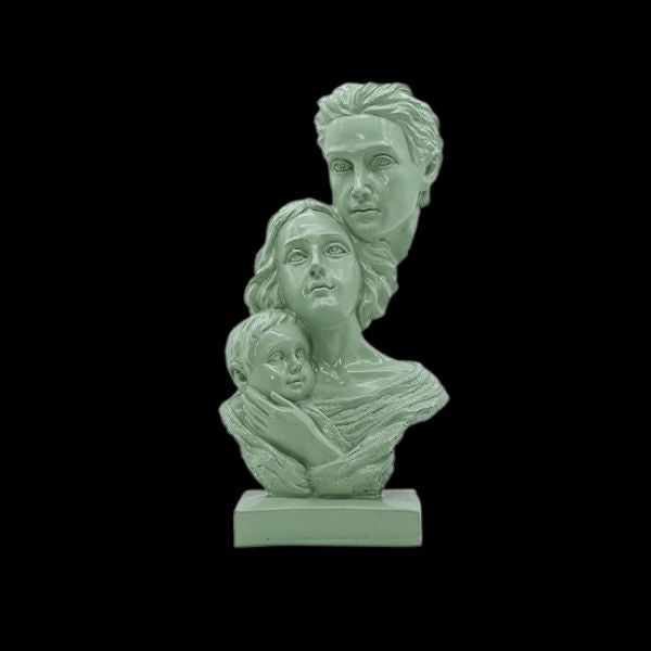 Polyresin Statue Family of 3, for Home D?cor and Gifting, Showpice White .
