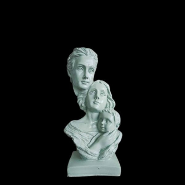 Polyresin Statue Family of 3, for Home D?cor and Gifting, Showpice White .