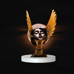 Grey & Golden Fairy Lady Statue Lucky Home Dcor Matte Finish Resin Decorative Figurines/Showpiece