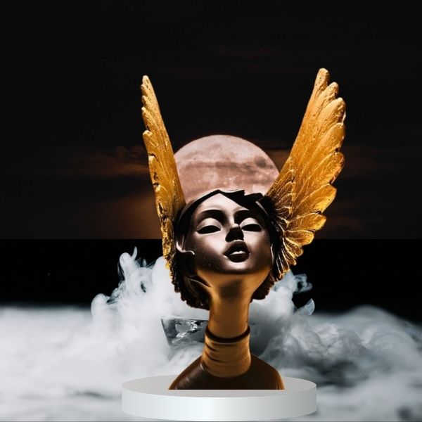 Grey & Golden Fairy Lady Statue Lucky Home Dcor Matte Finish Resin Decorative Figurines/Showpiece