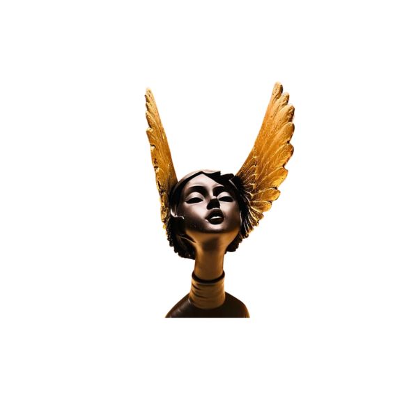 Grey & Golden Fairy Lady Statue Lucky Home Dcor Matte Finish Resin Decorative Figurines/Showpiece