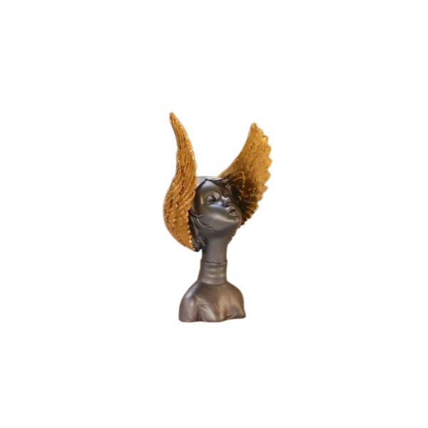 Grey & Golden Fairy Lady Statue Lucky Home Dcor Matte Finish Resin Decorative Figurines/Showpiece