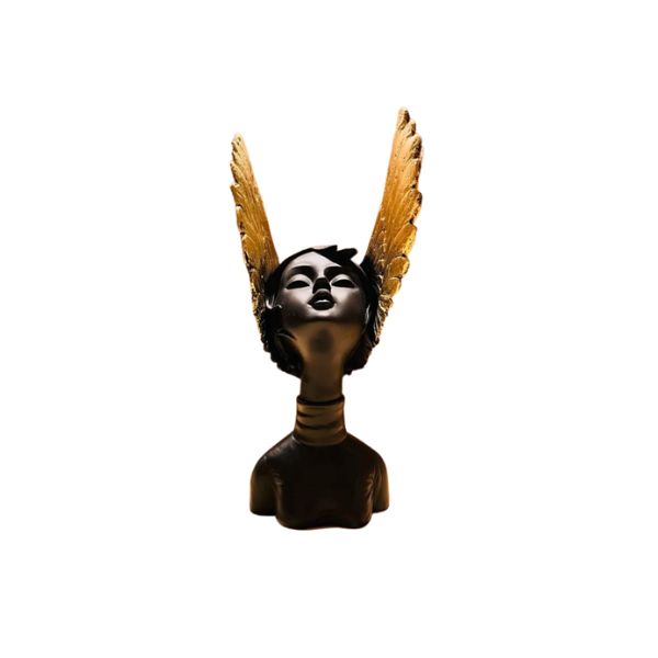 Grey & Golden Fairy Lady Statue Lucky Home Dcor Matte Finish Resin Decorative Figurines/Showpiece