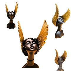 Grey & Golden Fairy Lady Statue Lucky Home Dcor Matte Finish Resin Decorative Figurines/Showpiece