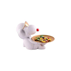 Crazy Dog Platter Decorative White Resin Dog Showpiece for Home Decor, Living Room, Table Decoration for Gifting 8 Inches