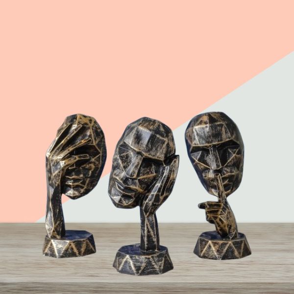 Modern Art Geometric Thinking Human face Statue showpice home decor handicrafted item.
