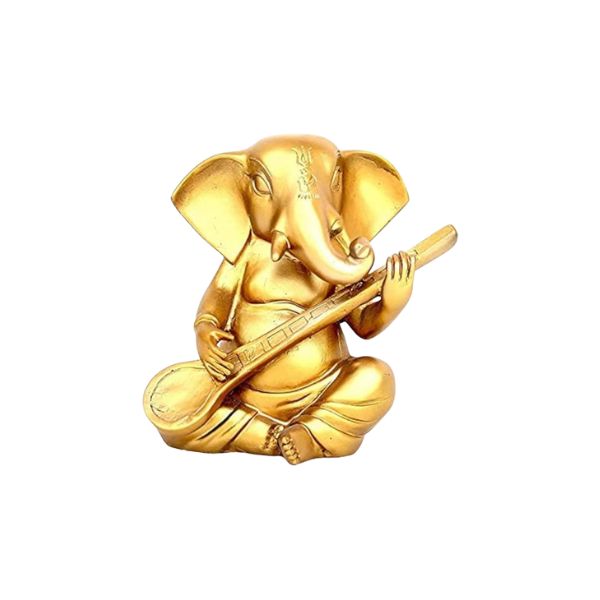 Golden Ganesha Musician Decor Showpiece Set