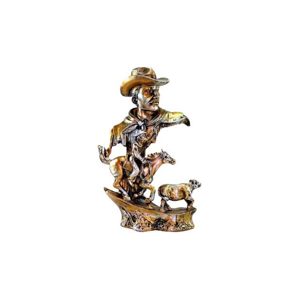 Resin Cowboys with Horse & Cow Decor Showpiece
