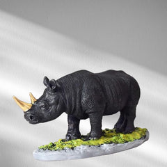 One Horned Rhinoceros Showpiece Table Accent Collectible Figurines for Home Interior Decor Item Handicraft 12 Inch (Black)