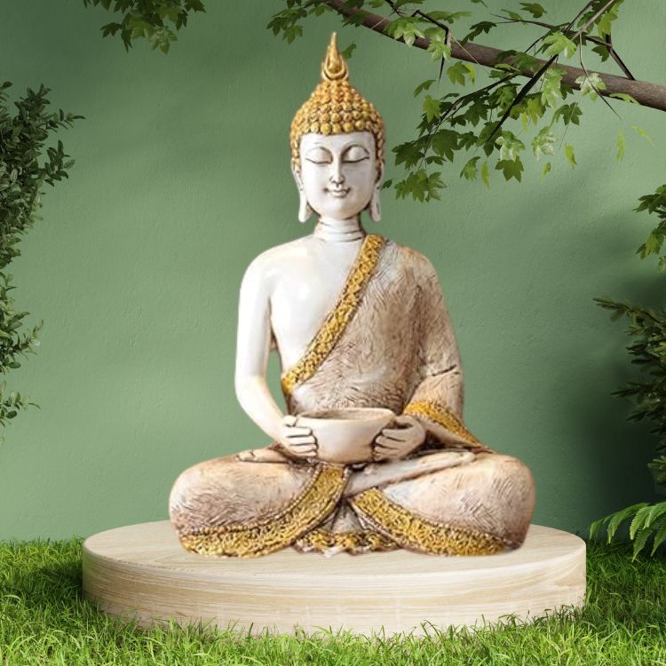 Sitting Buddha Showpiece Statue with Tealight Candle Holder Buddha Statue for Gift and Home Decor,Showpiece