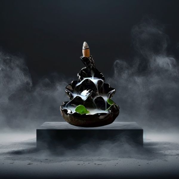 Smoke Incense Burner Holder with Scented Cones, 11 cm, Black, 1 Holder with 20 Cones