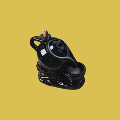 Kettle Design Dropping Smoke Backflow Fountain Cone Incense Holder Showpiece Figurine with Free 10 Back Flow Incense Cones