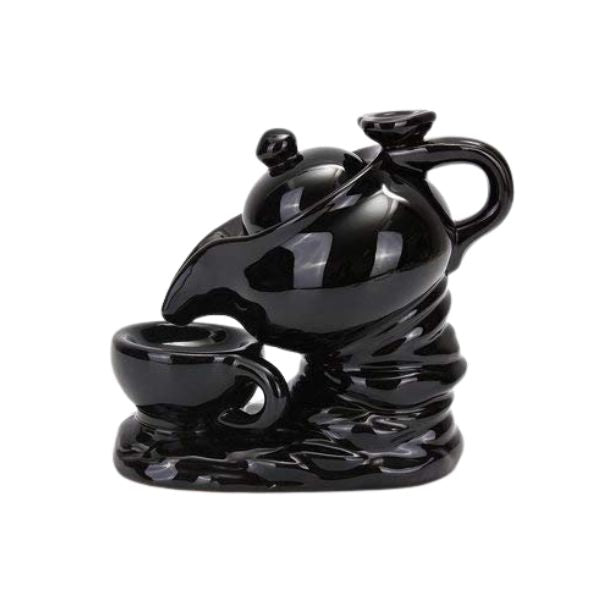 Kettle Design Dropping Smoke Backflow Fountain Cone Incense Holder Showpiece Figurine with Free 10 Back Flow Incense Cones