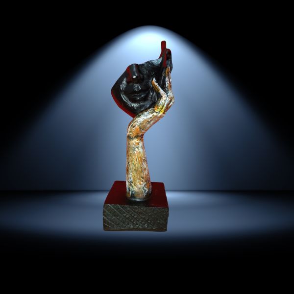 Abstract Thinking Face Sculpture