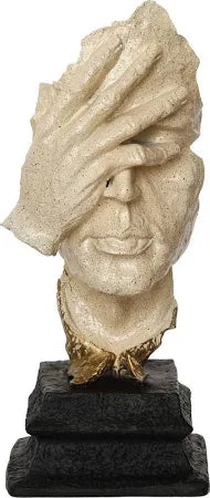Antique Finish Man Hand on Face Showpiece ??Handcrafted Decorative Polyresin Figurine