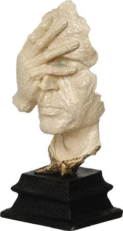 Antique Finish Man Hand on Face Showpiece ??Handcrafted Decorative Polyresin Figurine
